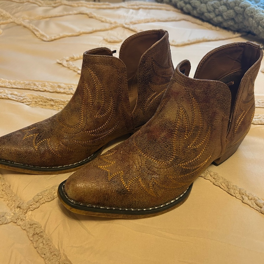 Brown Western Ankle Boots